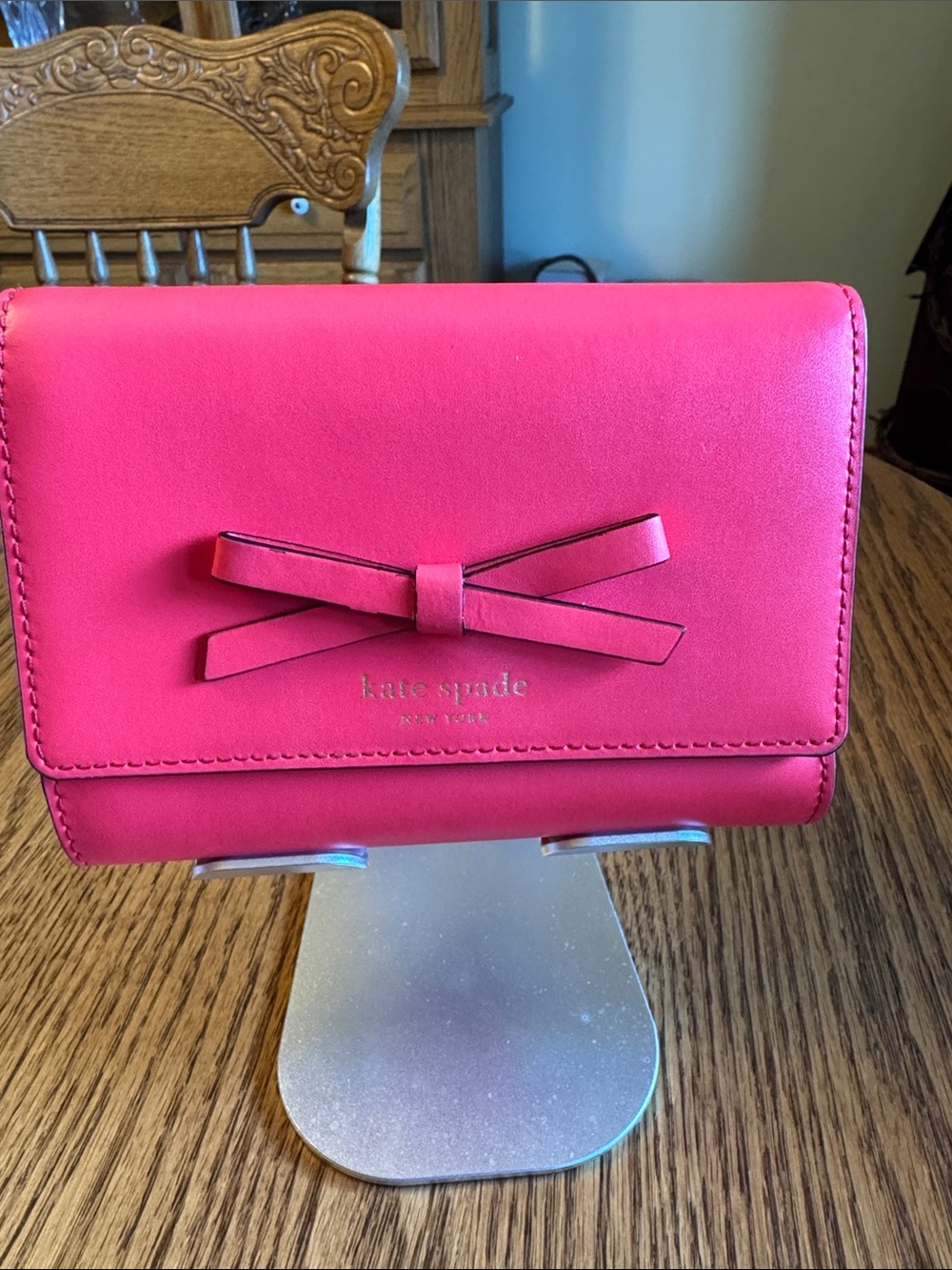 Kate Spade Hot Pink Bow Continental Wallet